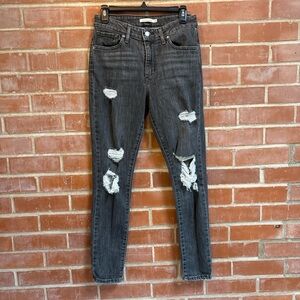 Classic Black Distressed Straight Leg Jeans